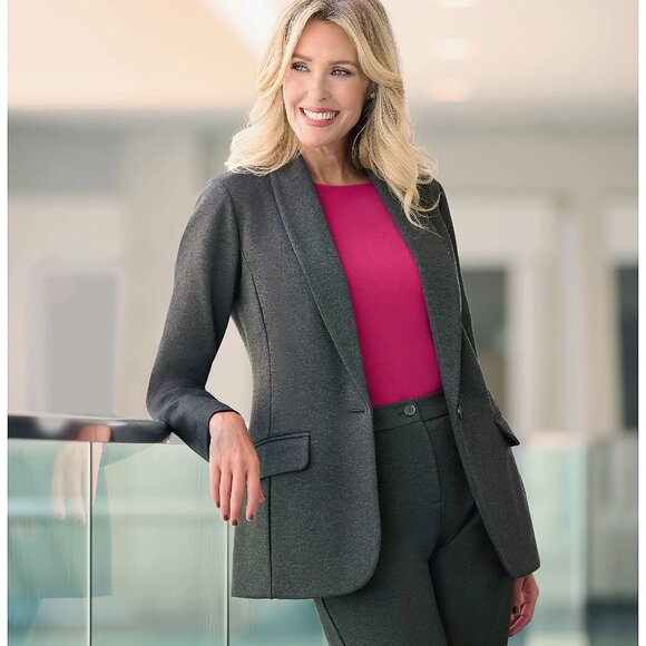 Susan Graver Ponte Knit Blazer Size Large New W/Partial Tag - Picture 1 of 13